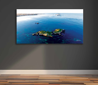 Bird Island, Point Peron seen from a birds eye view for a unique perspective showcasing our amazing WA coastline - available in a range of canvas sizes to suit your budget.